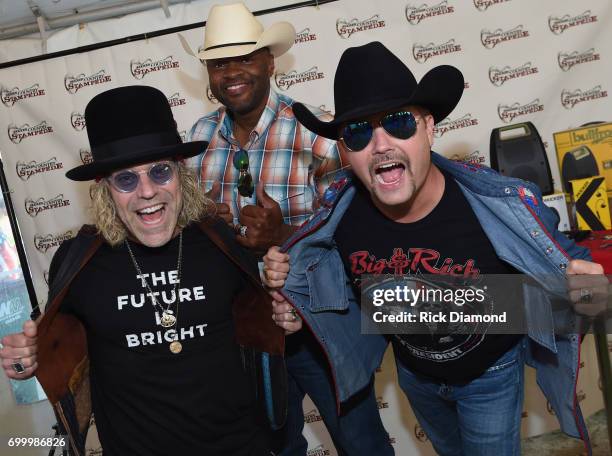 Big Kenny, Cowboy Troy and John Rich of Big and Rich backstage during Kicker Country Stampede - Day 1 at Tuttle Creek State Park on June 22, 2017 in...