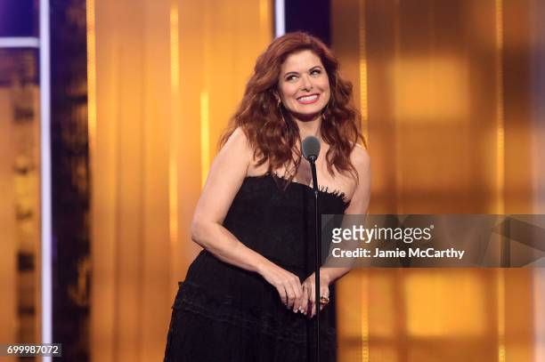 Debra Messing speaks onstage at the Logo's 2017 Trailblazer Honors event at Cathedral of St. John the Divine on June 22, 2017 in New York City.