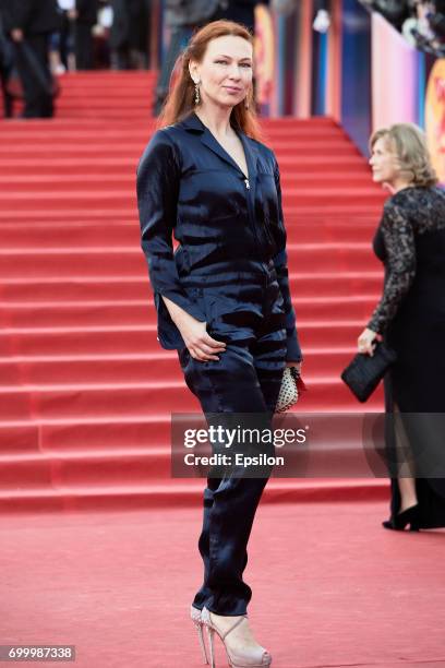 Producer Elena Romanova attends opening of the 39th Moscow International Film Festival outside the Karo 11 Oktyabr Cinema on June 22, 2017 in Moscow,...