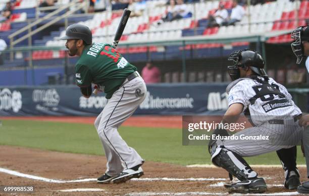 Oscar Robles of Toros de Tijuana swings the bat during the match between Toros de Tijuana and Guerreros de Oaxaca as part of the Liga Mexicana de...