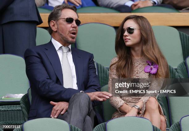 Larry Ellison and Nikita Kahn in the Royal Box on Centre Court