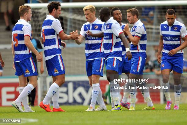 Reading's Pavel Pogrebnyak celebrates first goal with team mates