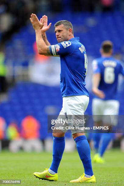 Birmingham City's Paul Robinson applauds the home support