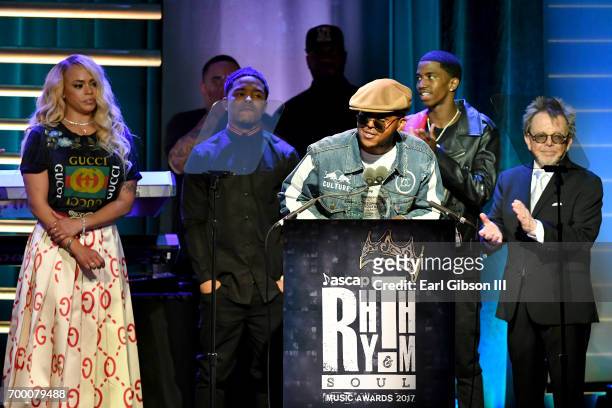 Faith Evans, Justin Combs, C.J. Wallace and Christian Combs accept the Founders Award on behalf of Notorious B.I.G. From ASCAP President Paul...