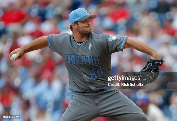 Hoover of the Arizona Diamondbacks in action against the Philadelphia Phillies during a game at Citizens Bank Park on June 18, 2017 in Philadelphia,...