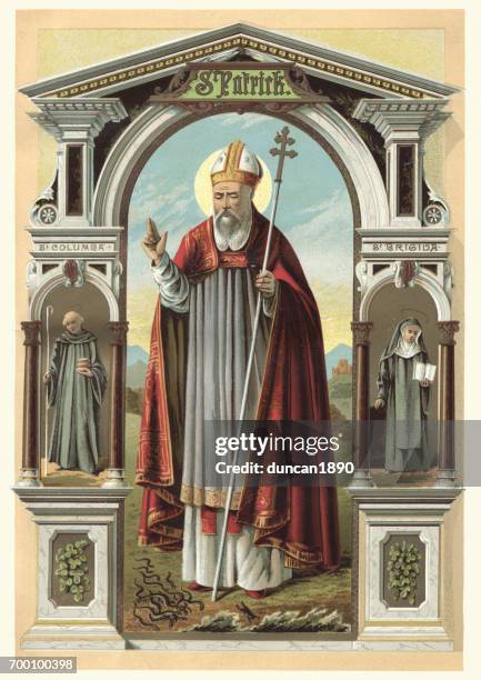 saint patrick - clergy stock illustrations