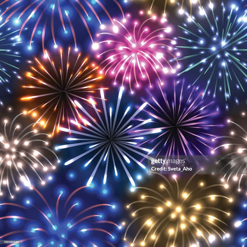 Button Firework Pattern Seamless Pattern With Colorful Fireworks High-Res Vector Graphic ...
