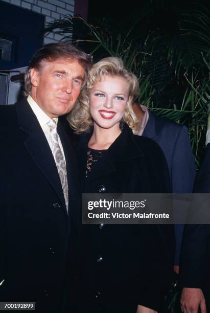 American real estate magnate Donald Trump and model Eva Herzigova at the 'A Night In Casablanca' Benefit Auction at Casa La Femme in New York City,...