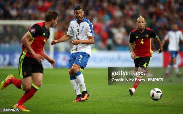 Italy's Graziano Pelle celebrates in action