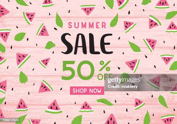 summer sale watermelon banner - melon stock illustrations