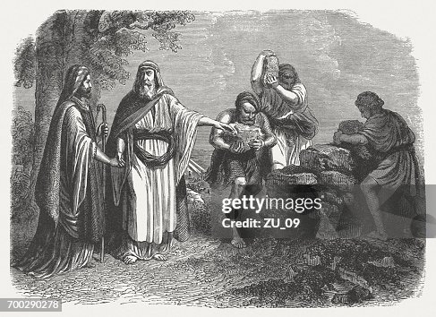 Laban And Jacob Makes A Pile Of Stones High-Res Vector Graphic - Getty ...