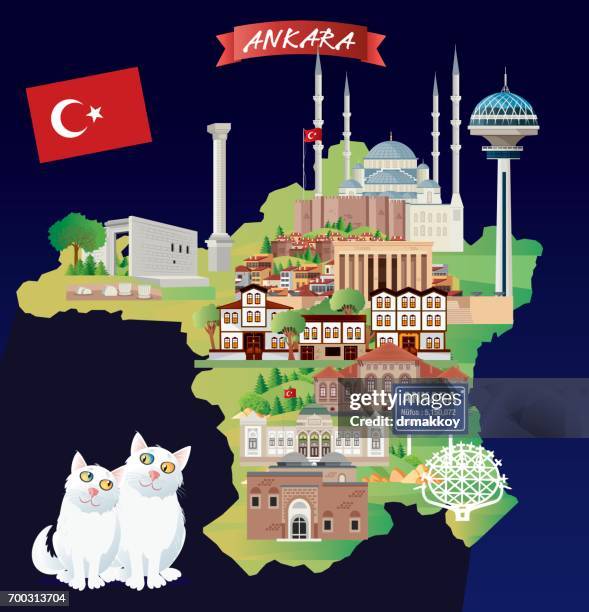 stockillustraties, clipart, cartoons en iconen met ancara-cartoon kaart - ankara