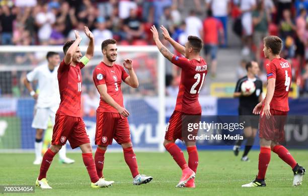 Michal Travnik Marek Havlik Daniel Holzer Michal Sacek during the UEFA European Under-21 match between Czech Republic and Italy on June 21, 2017 in...