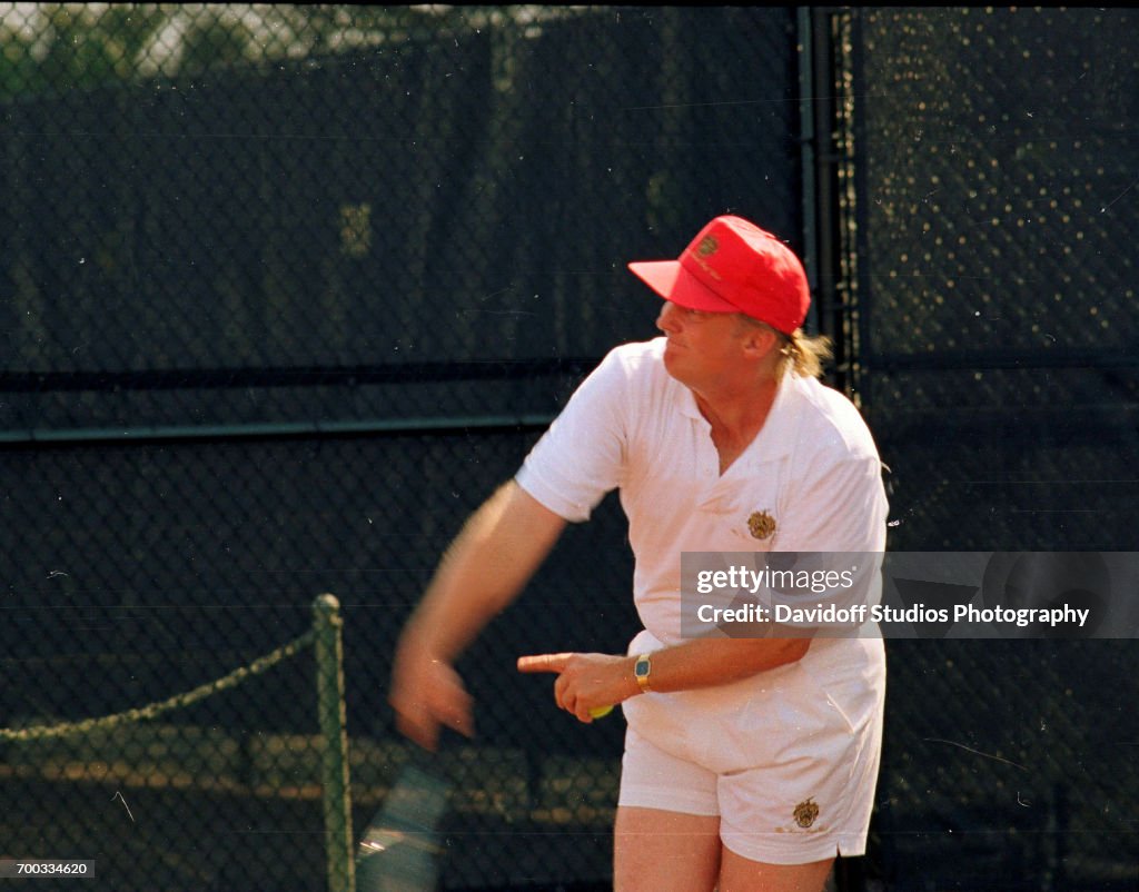 Donald Trump Plays Tennis At Mar-A-Lago