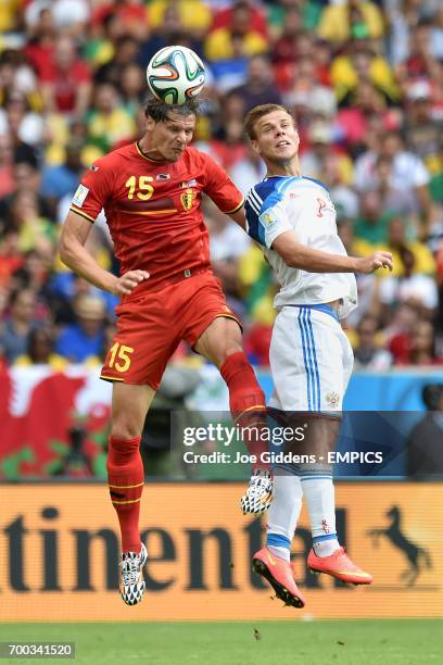 Belgium's Daniel van Buyten and Russia's Aleksandr Kokorin