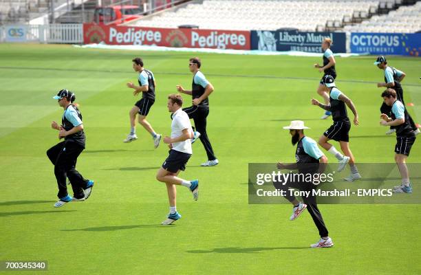 Surrey players during the warm up