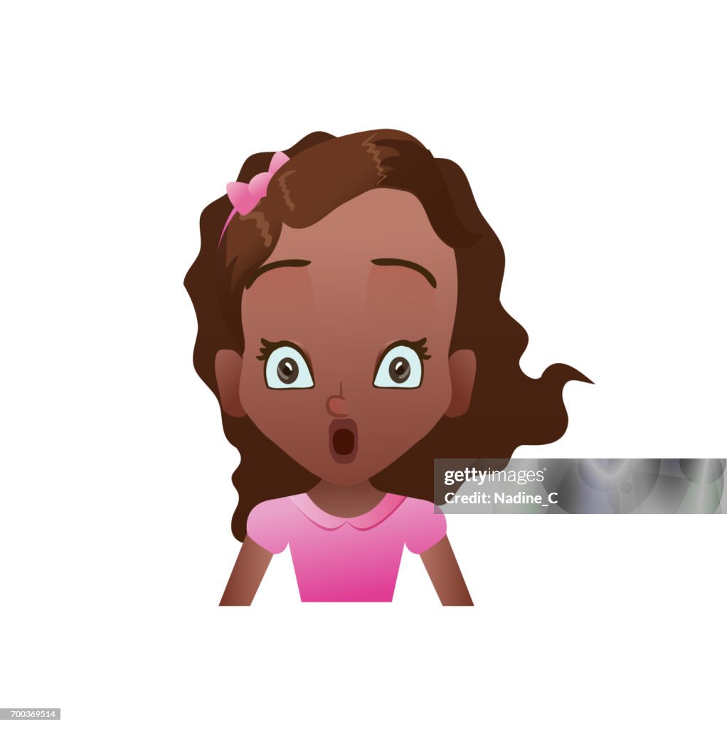 Cara De Niña Africana Sorprendió Con La Ilustración De Vector De Dibujos Animados  Mujer Emoji Icono O Avatar Ilustración de stock - Getty Images
