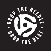 Drop the needle, drop the beat vinyl record emblem