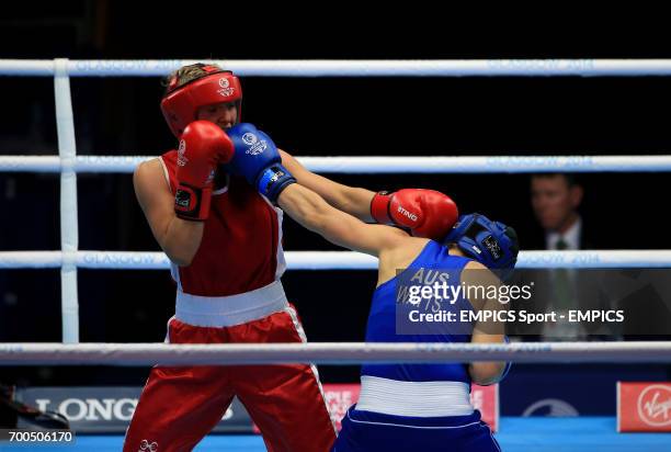 Northern Ireland's Alanna Audley-Murphy in action against Australia's Shelley Watts in the Women's Light Semi-final 1 at the SECC, during the 2014...