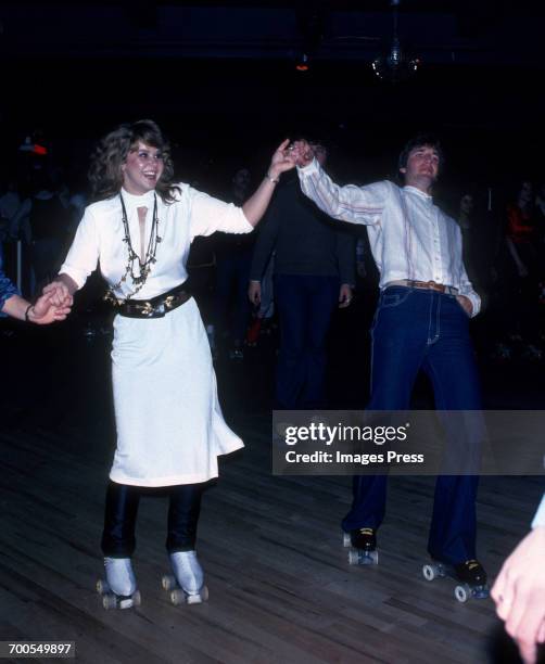 Linda Blair and co-star Jim Bray attends the Promotional Party for "Roller Boogie" circa 1979 in New York City.