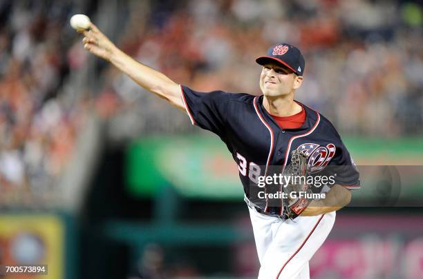 Jacob Turner of the Washington Nationals pitches against the Texas Rangers at Nationals Park on June 9, 2017 in Washington, DC.