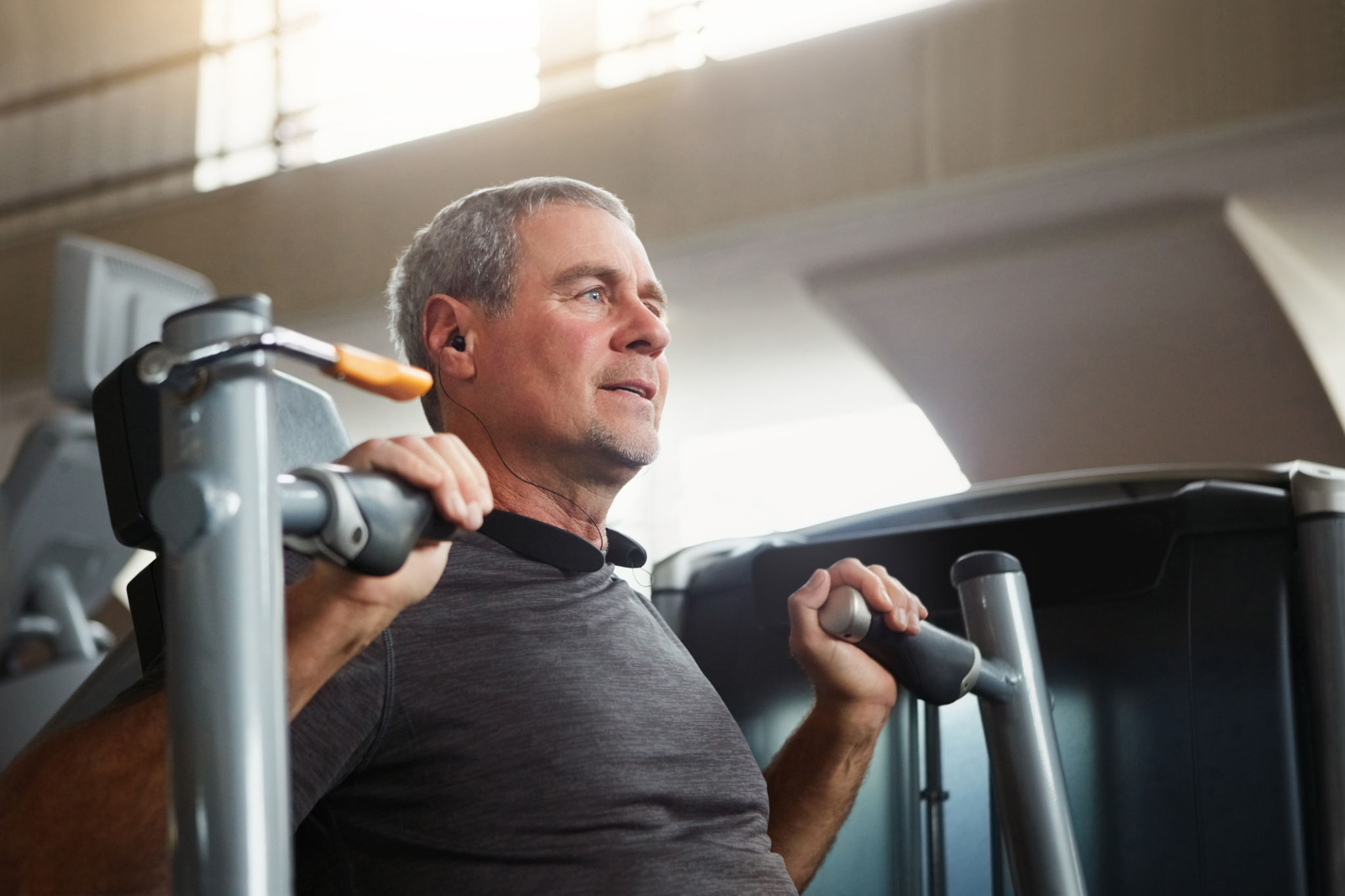 using gym equipment
