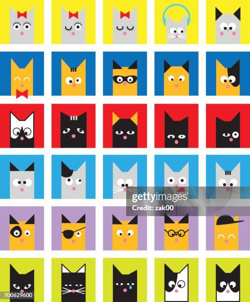 sammlung von katze icons und illustrationen - funny avatar stock-grafiken, -clipart, -cartoons und -symbole