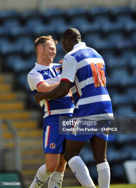 Reading's Jake Taylor celebrates 2nd goal with Hope Akpan