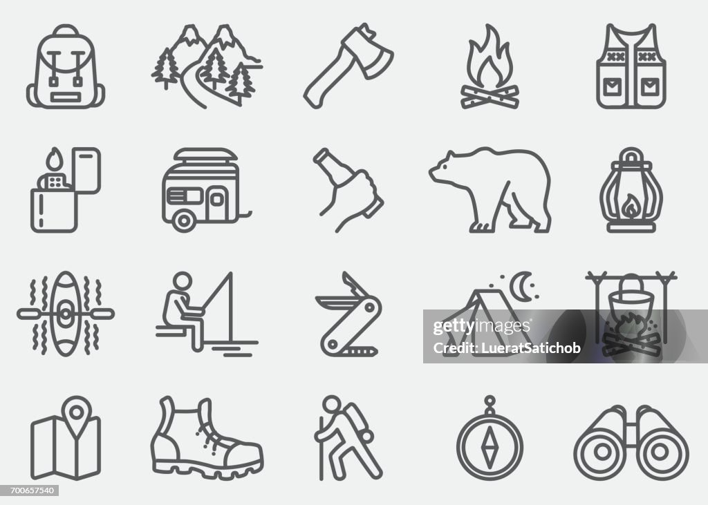 Camping Adventure Line Icons