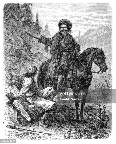 tatars khan - genghis khan stock illustrations