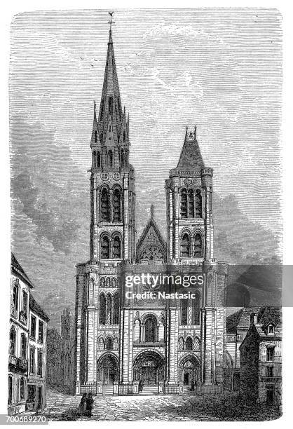 ilustrações, clipart, desenhos animados e ícones de paris, frança - saint-denis - basílica