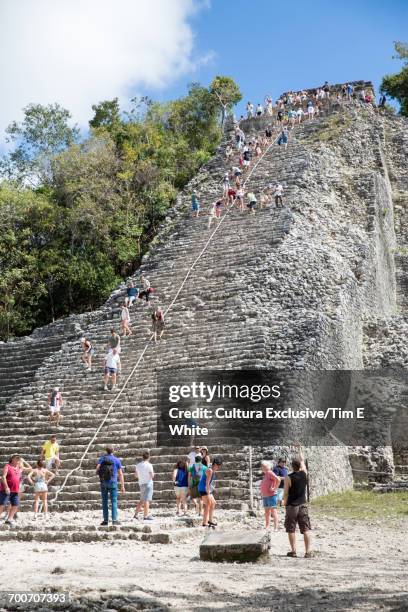 ruins at the ancient mayan city of coba, yucatan peninsula, mexico - cultura maya stock-fotos und bilder