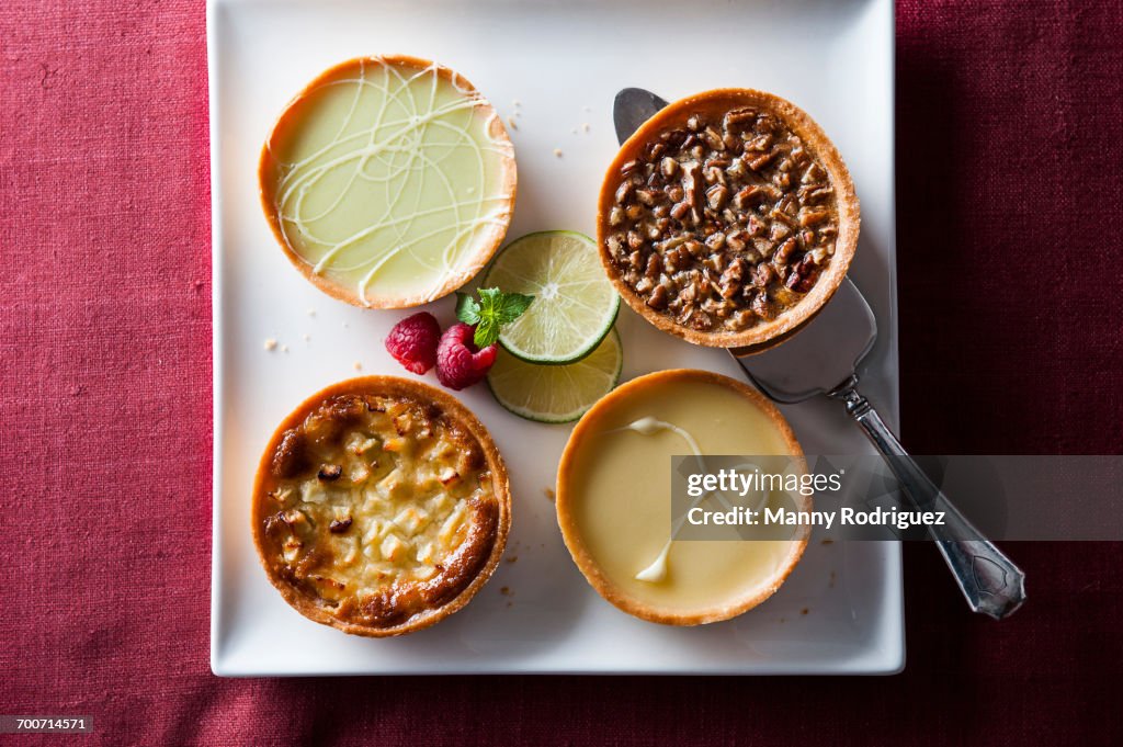 Miniature tarts on tray