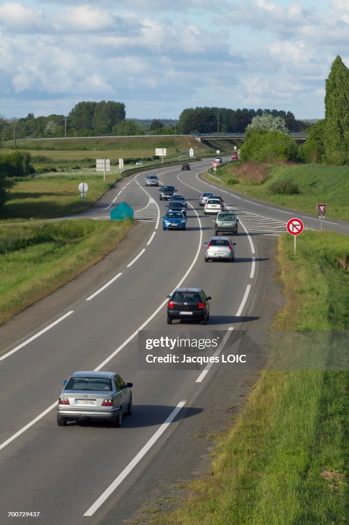 France, Western France, Arthon-en-Retz, traffic on D 751 road