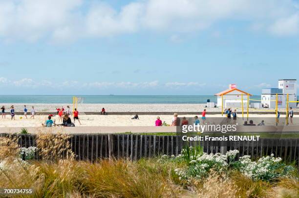 france, normandy, le havre. the beach. - le havre stock pictures, royalty-free photos & images