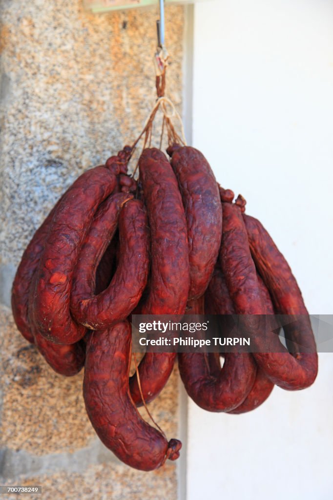 Portugal, Viano do Castelo district, Ponte do Lima. The oldest city of Portugal. Chorizo.