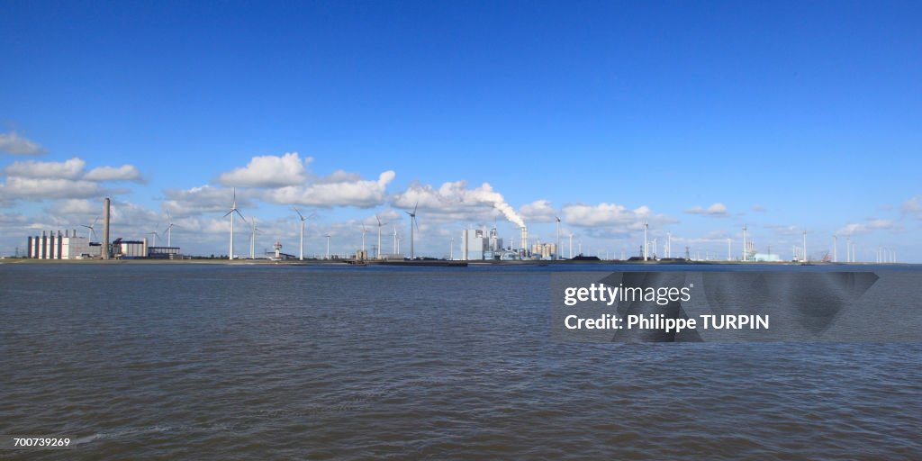 Netherlands, Groningen province, Eemshaven or Ems Harbour is a seaport. Ems estuary. Eemshaven Electrabel poxer plant. GDF Suez subsidiary.