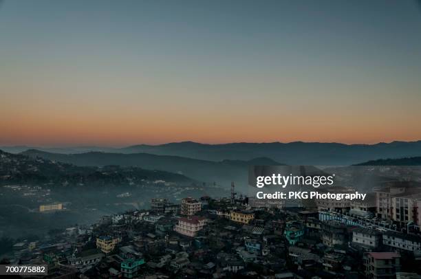 kohima town at dawn during winters - northeast india stock pictures, royalty-free photos & images