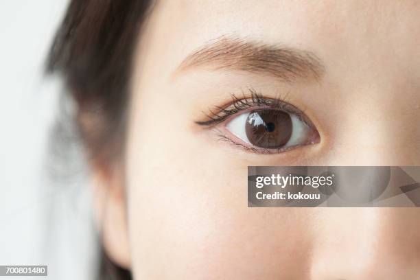 woman's face close up - asian woman face imagens e fotografias de stock