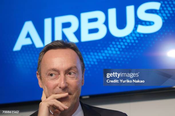 Fabrice Bregier, chief executive officer of Airbus SAS, attends a news conference at the Airbus charlet at the 52nd International Paris Air Show at...