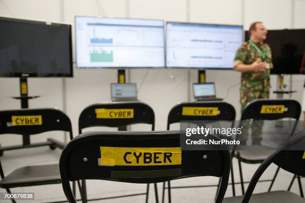 Exercises on cyberwarfare and security are seen taking place during the NATO CWIX interoperability exercise n 22 June, 2017 in Bydgoszcz, Poland.