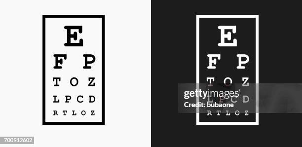 eye chart icon on black and white vector backgrounds - eye test stock illustrations