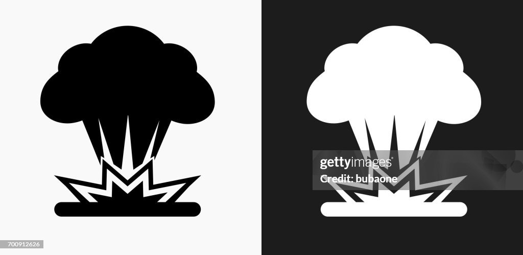 Explosion Icon on Black and White Vector Backgrounds