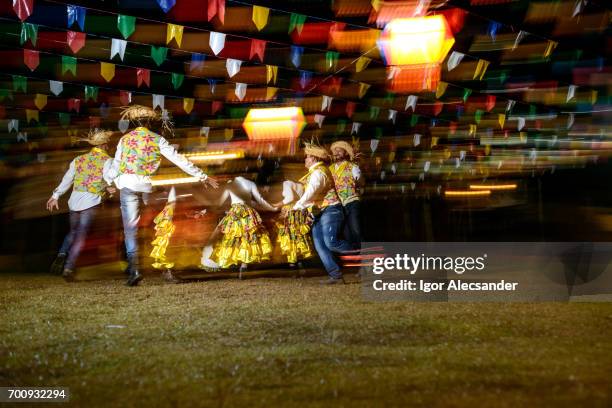 brazil folk: junina festival, gang - square dancing stock pictures, royalty-free photos & images