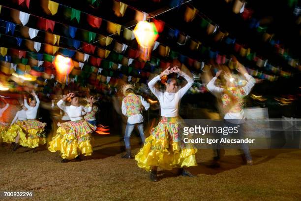 brazil folk: junina festival, gang - square dancing stock pictures, royalty-free photos & images