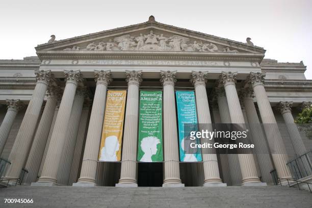 The entrance to the National Archives is viewed on June 6, 2017 in Washington, D.C. The nation's capital, the sixth largest metropolitan area in the...