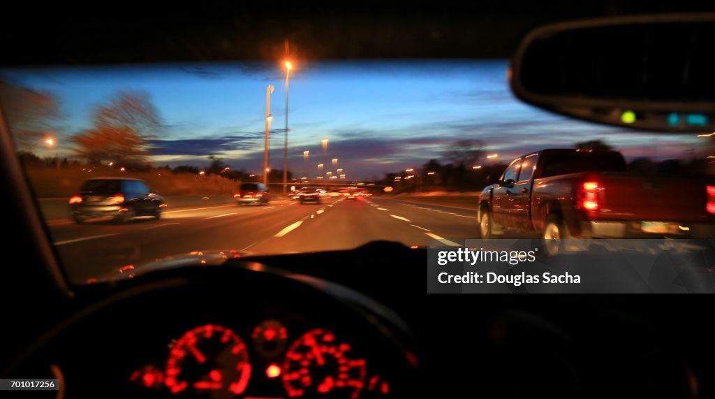 Speeding vehicle on a busy highway