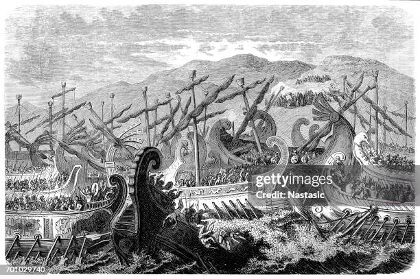 stockillustraties, clipart, cartoons en iconen met slag bij salamis (480 v.c.) - gateway of xerxes