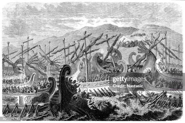 battle of salamis (480 bc) - greece war stock illustrations