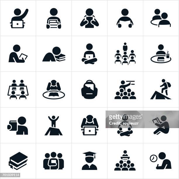 study and learning icons - disability icon stock illustrations